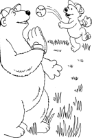 A coloring page of bear in the big blue house